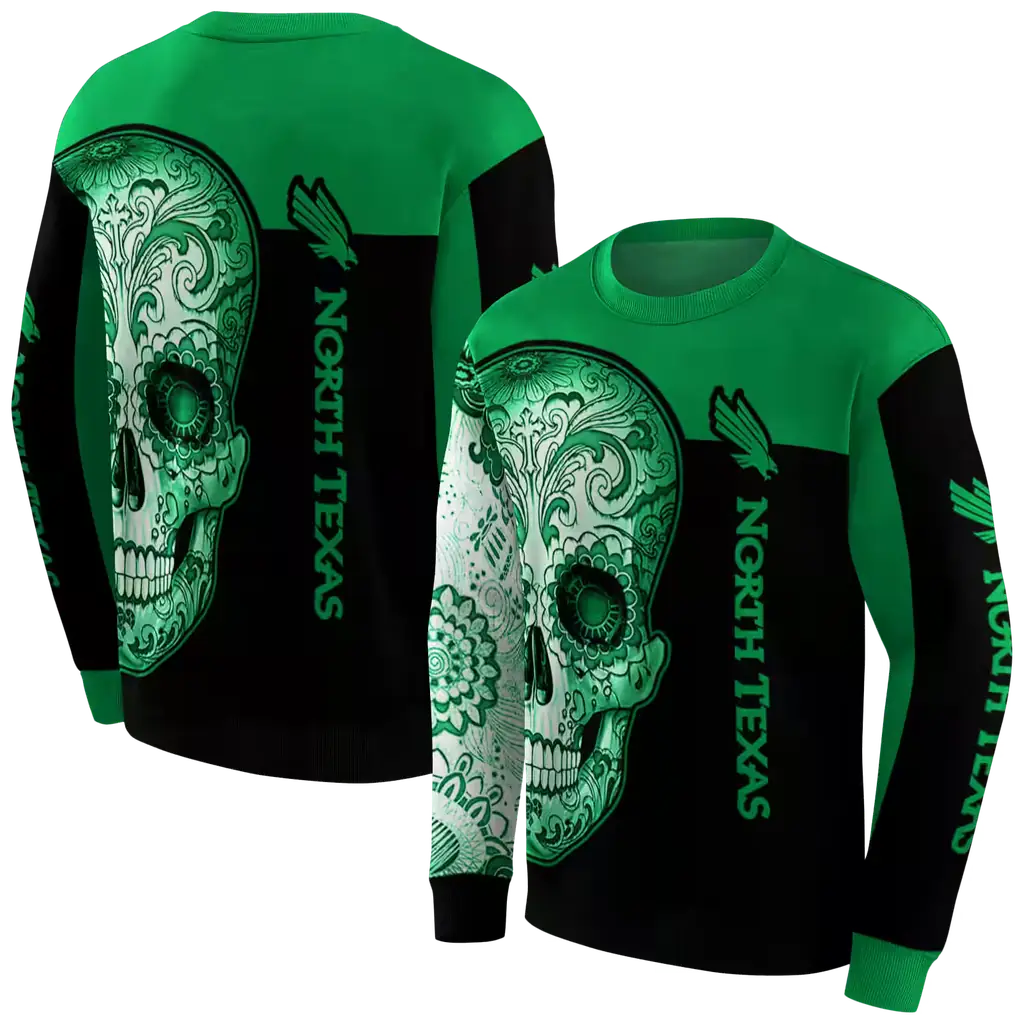 north texas mean green sugar skull green black hoodie premium grade north texas mean green sugar skull green black hoodie premium grade
