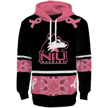 northern illinois huskies awareness ribbon black pink hoodie best selling