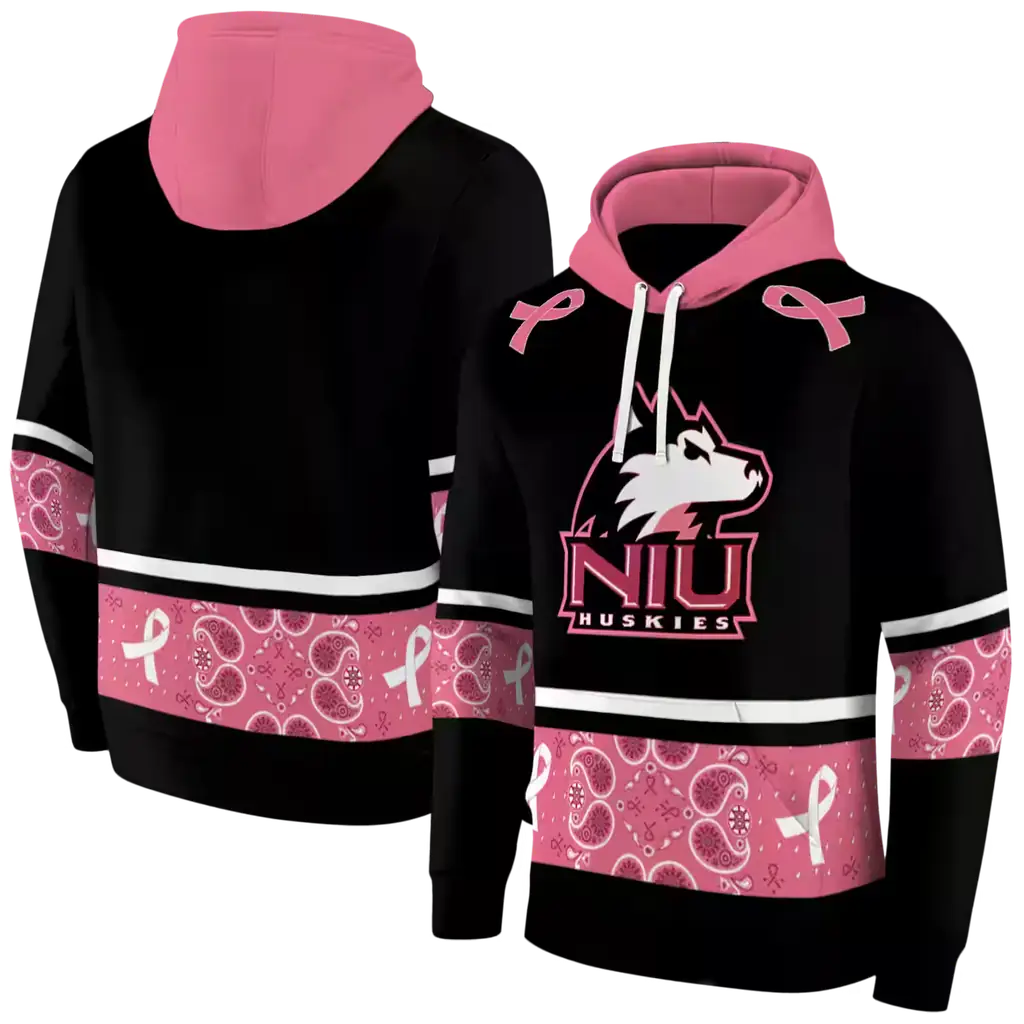 northern illinois huskies awareness ribbon black pink hoodie fashion forward northern illinois huskies awareness ribbon black pink hoodie fashion forward