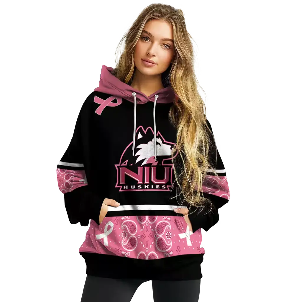 northern illinois huskies awareness ribbon black pink hoodie high quality northern illinois huskies awareness ribbon black pink hoodie high quality