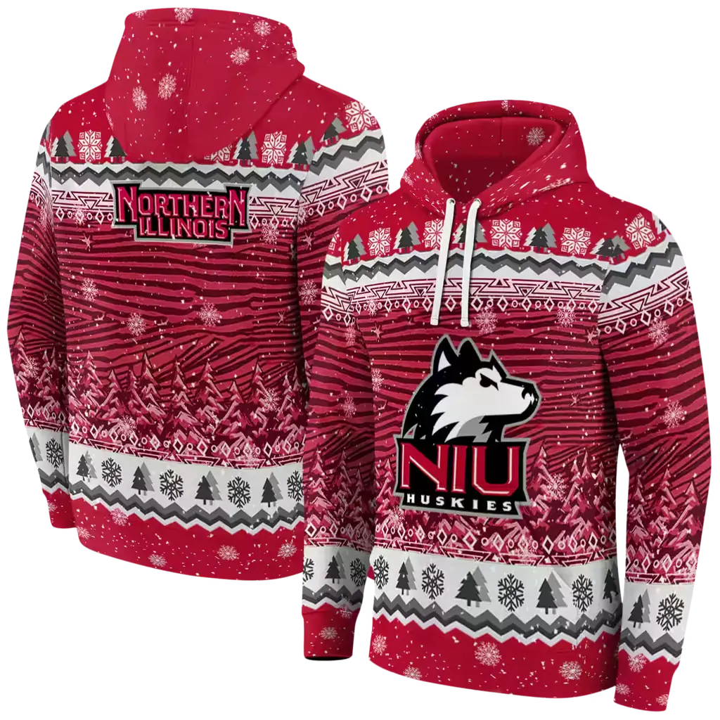 northern illinois huskies christmas trees red hoodie fashion forward northern illinois huskies christmas trees red hoodie fashion forward