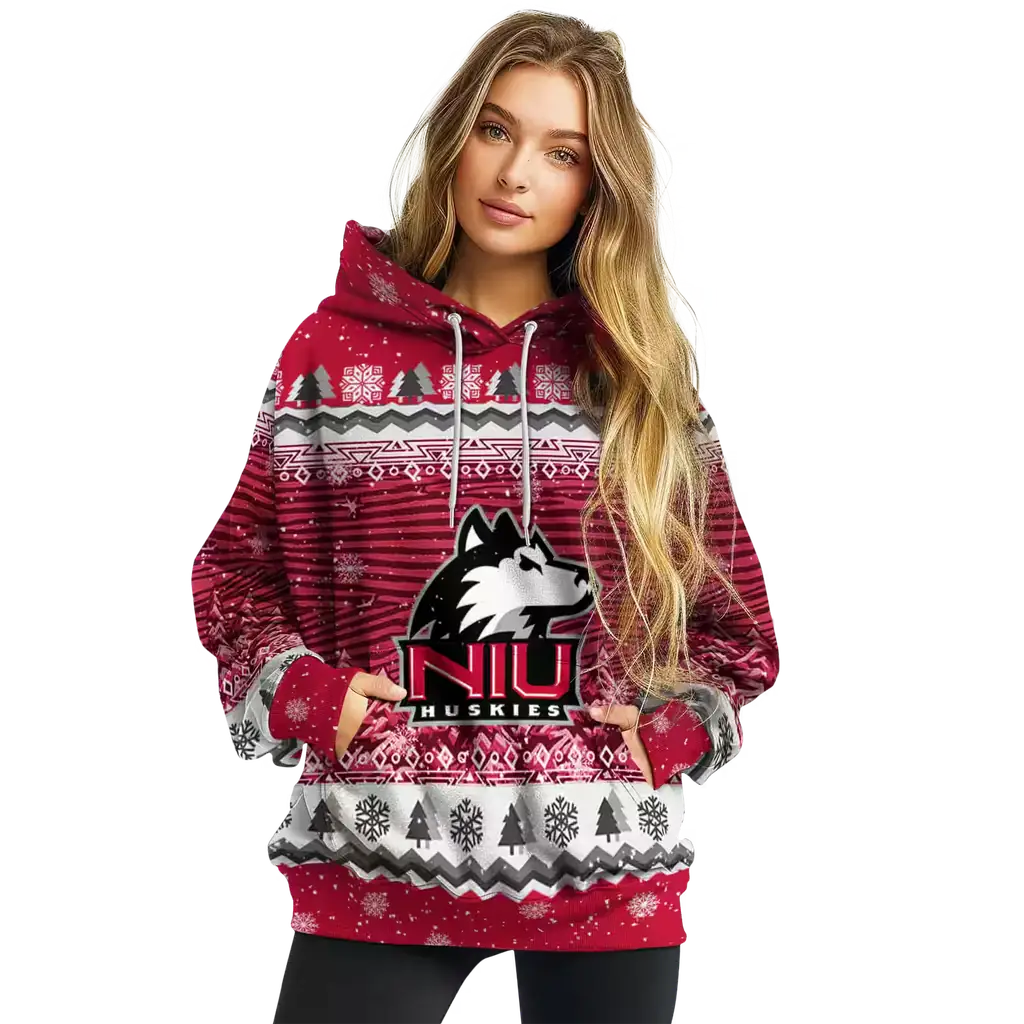 northern illinois huskies christmas trees red hoodie high quality northern illinois huskies christmas trees red hoodie high quality
