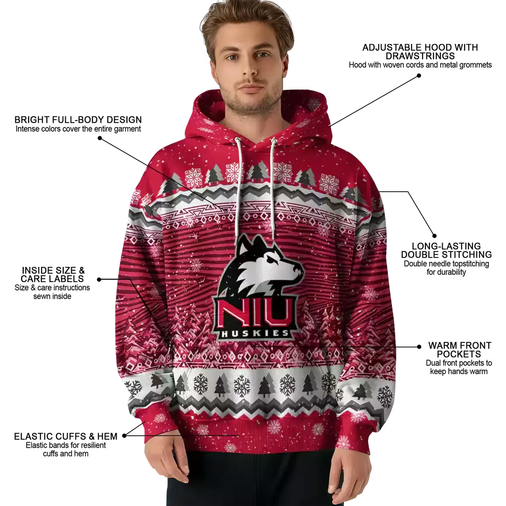 northern illinois huskies christmas trees red hoodie latest model northern illinois huskies christmas trees red hoodie latest model