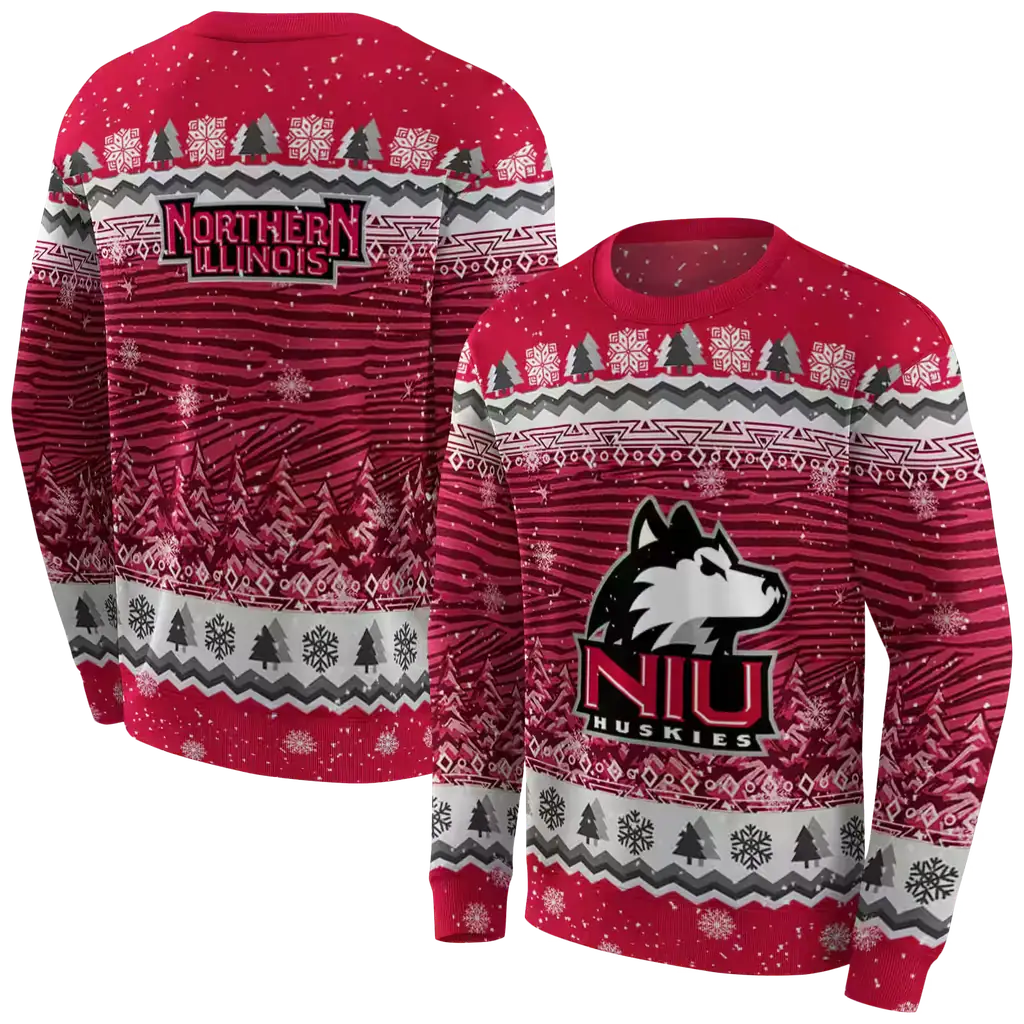 northern illinois huskies christmas trees red hoodie premium grade northern illinois huskies christmas trees red hoodie premium grade