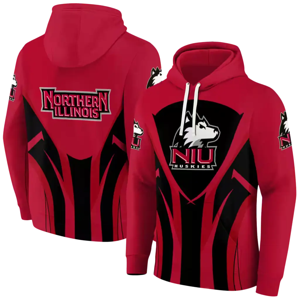 northern illinois huskies concentric lines red black hoodie fashion forward northern illinois huskies concentric lines red black hoodie fashion forward
