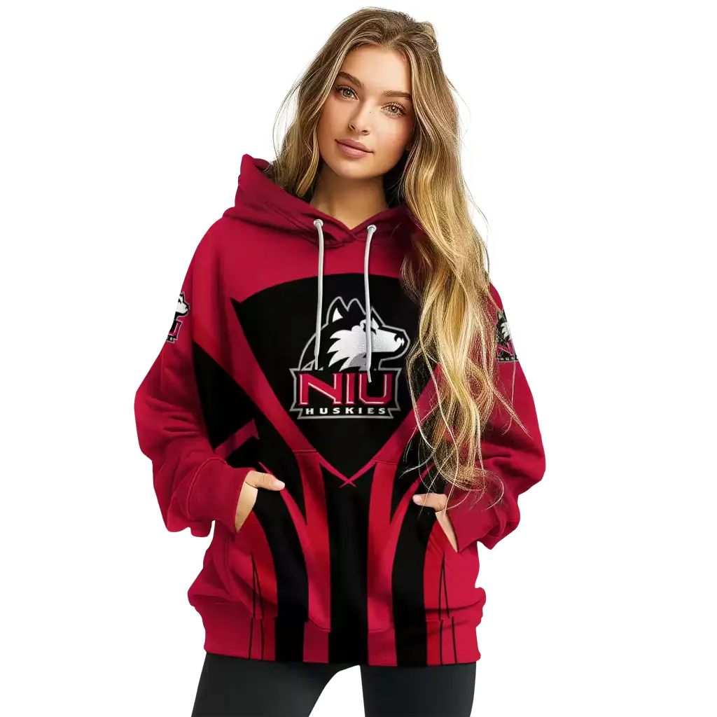northern illinois huskies concentric lines red black hoodie high quality northern illinois huskies concentric lines red black hoodie high quality