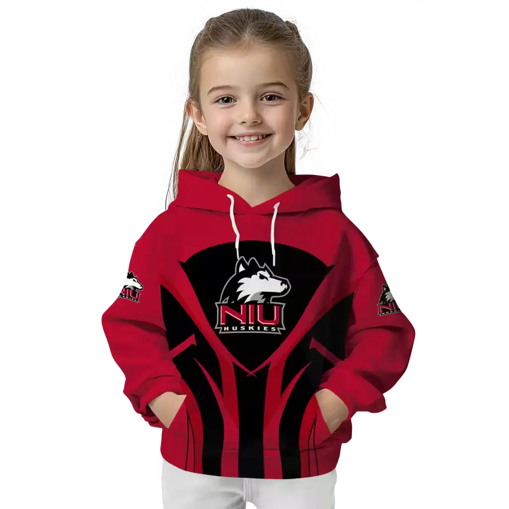 northern illinois huskies concentric lines red black hoodie top rated northern illinois huskies concentric lines red black hoodie top rated