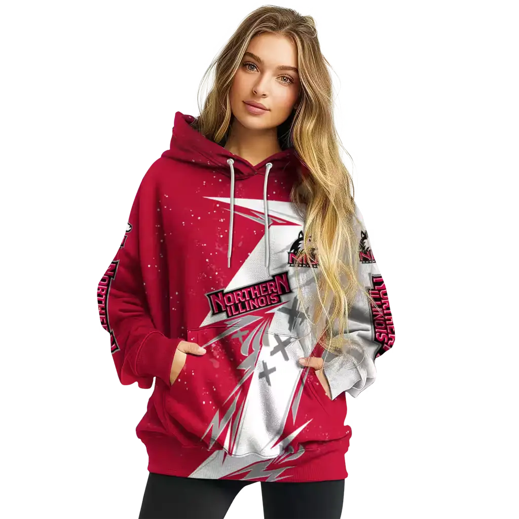 northern illinois huskies dynamic slash red white hoodie high quality northern illinois huskies dynamic slash red white hoodie high quality