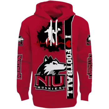 northern illinois huskies football heartbeat red hoodie best selling