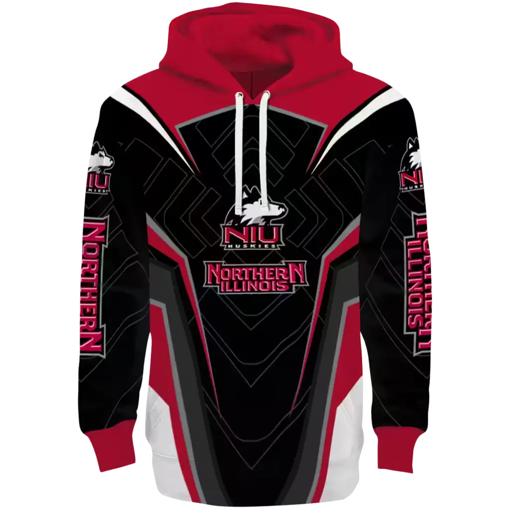 northern illinois huskies futuristic pattern red black hoodie best selling northern illinois huskies futuristic pattern red black hoodie best selling