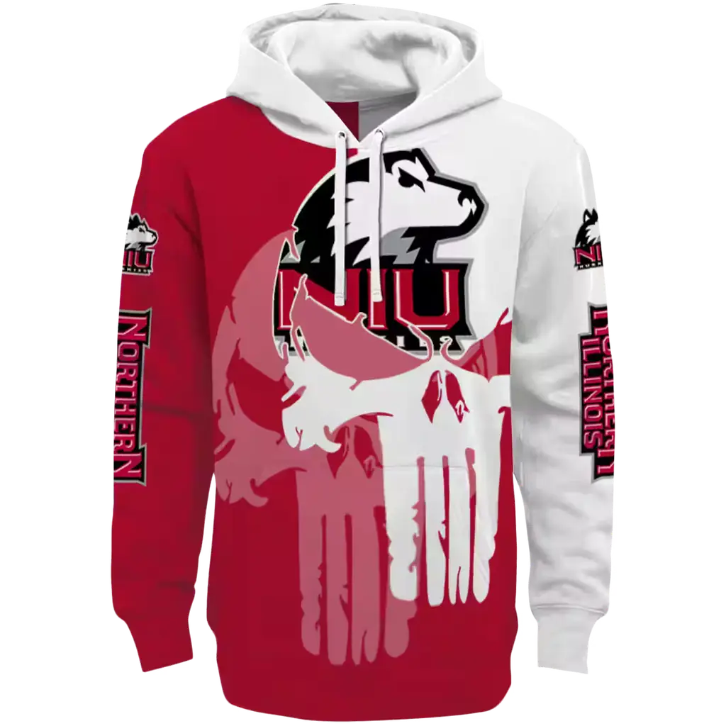 northern illinois huskies graphic punisher red white hoodie best selling northern illinois huskies graphic punisher red white hoodie best selling