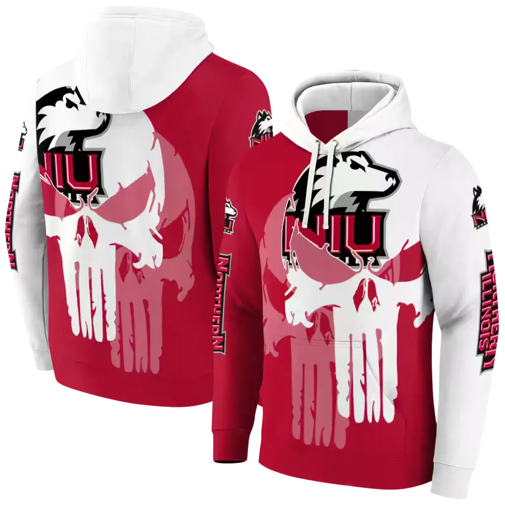 northern illinois huskies graphic punisher red white hoodie fashion forward northern illinois huskies graphic punisher red white hoodie fashion forward
