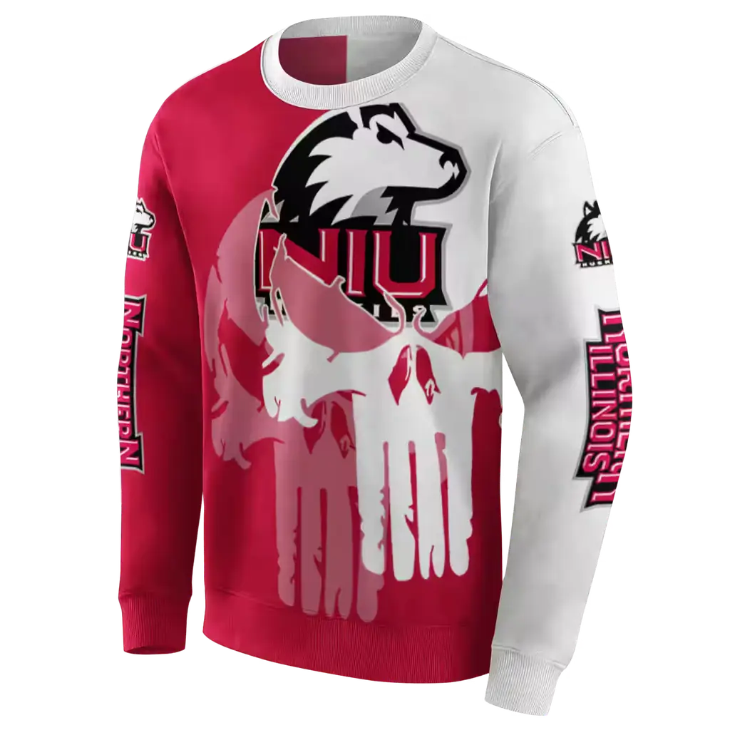 northern illinois huskies graphic punisher red white hoodie new arrival northern illinois huskies graphic punisher red white hoodie new arrival