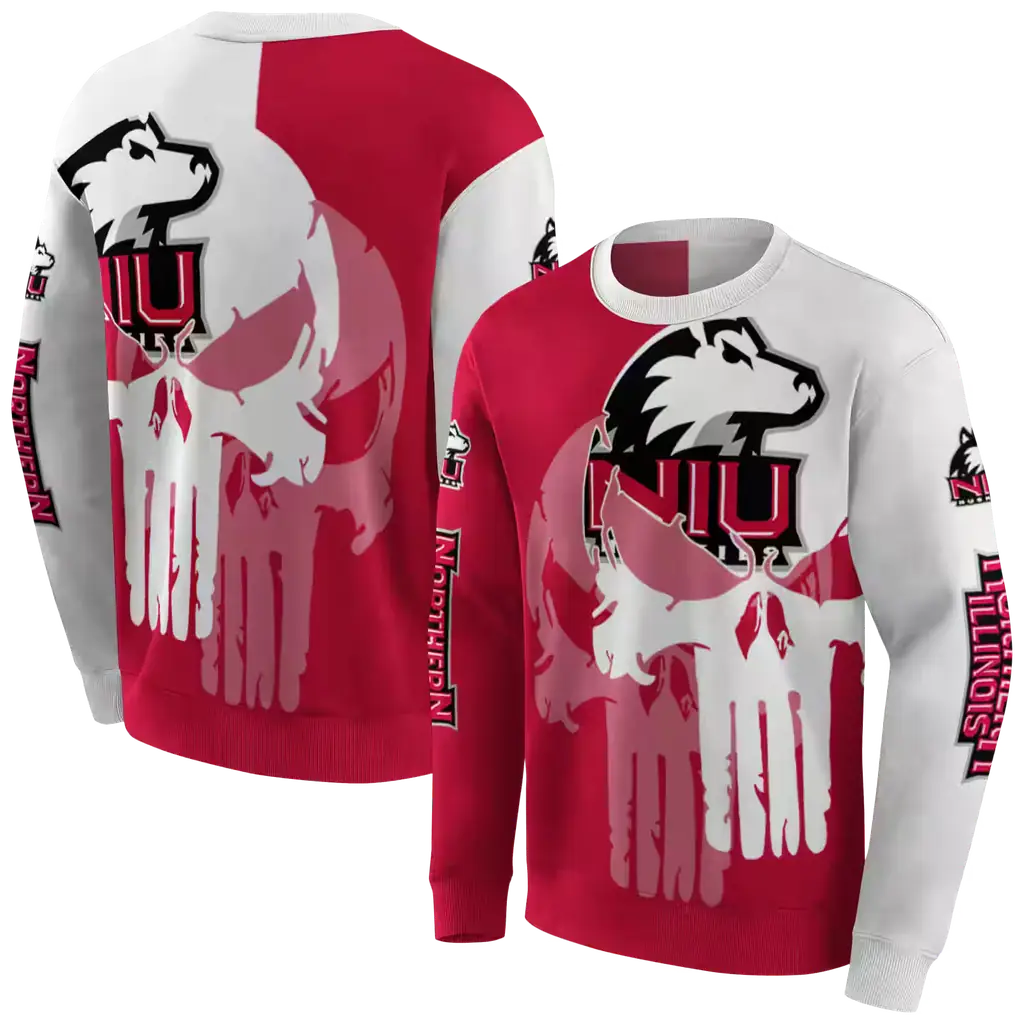 northern illinois huskies graphic punisher red white hoodie premium grade northern illinois huskies graphic punisher red white hoodie premium grade