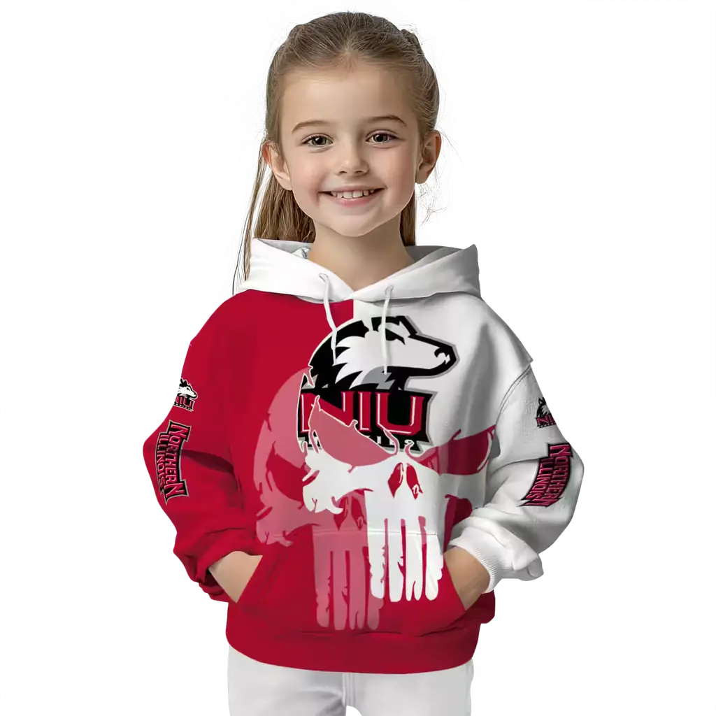 northern illinois huskies graphic punisher red white hoodie top rated northern illinois huskies graphic punisher red white hoodie top rated