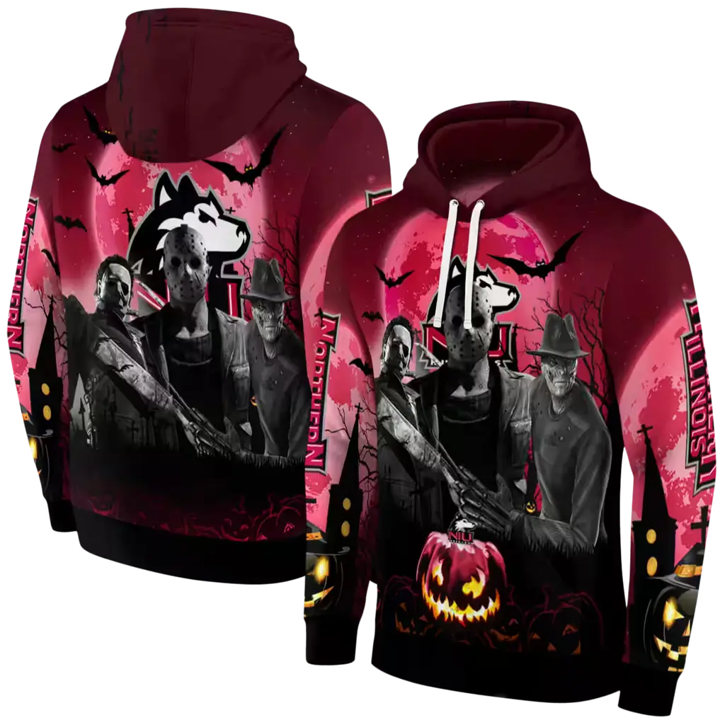 northern illinois huskies halloween vibes red black hoodie fashion forward northern illinois huskies halloween vibes red black hoodie fashion forward