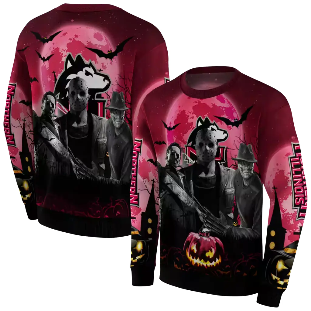 northern illinois huskies halloween vibes red black hoodie premium grade northern illinois huskies halloween vibes red black hoodie premium grade