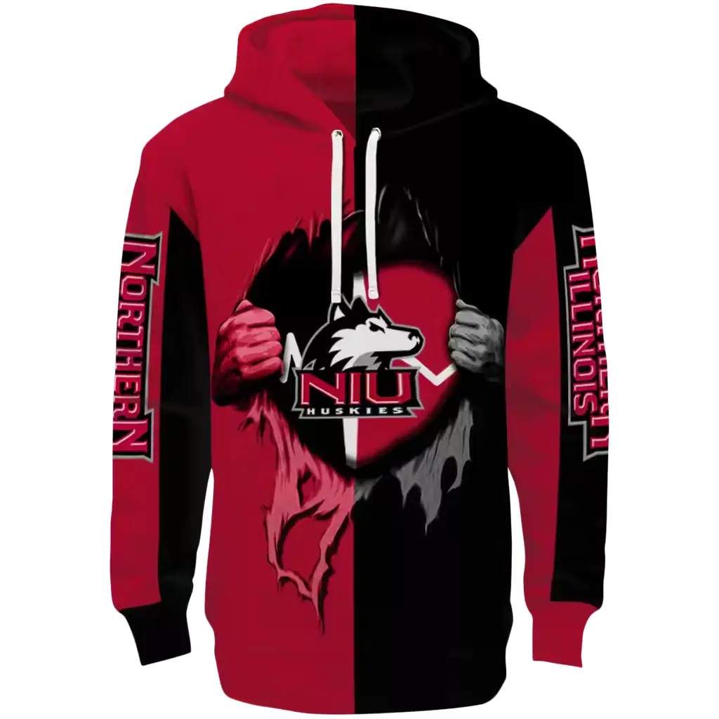 northern illinois huskies heartbeat graphic red hoodie best selling northern illinois huskies heartbeat graphic red hoodie best selling