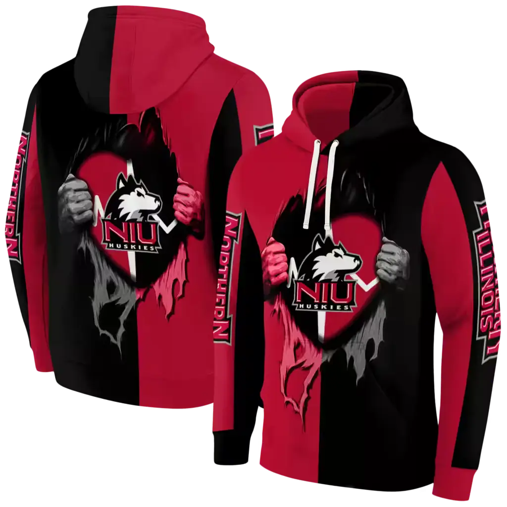 northern illinois huskies heartbeat graphic red hoodie fashion forward northern illinois huskies heartbeat graphic red hoodie fashion forward