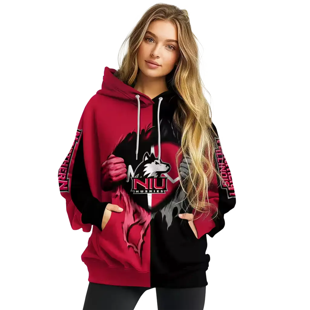 northern illinois huskies heartbeat graphic red hoodie high quality northern illinois huskies heartbeat graphic red hoodie high quality