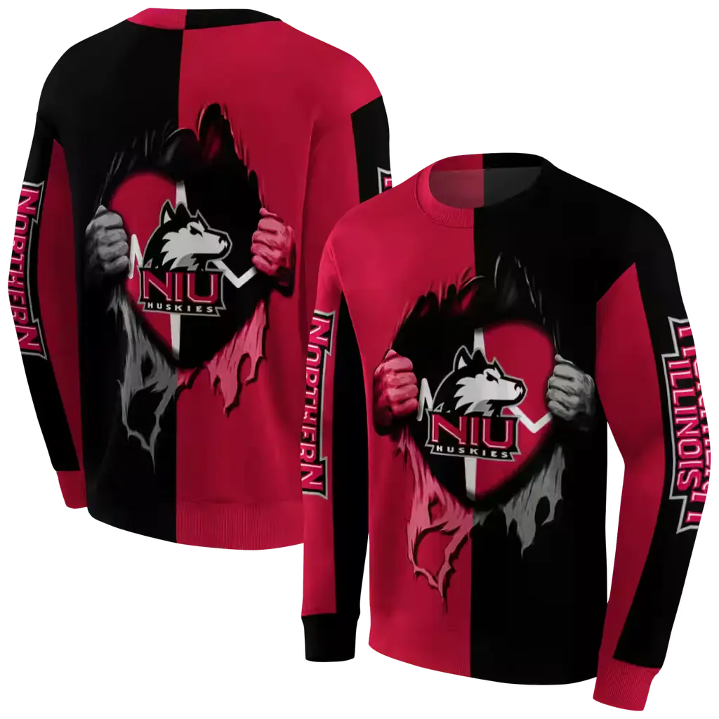 northern illinois huskies heartbeat graphic red hoodie premium grade northern illinois huskies heartbeat graphic red hoodie premium grade