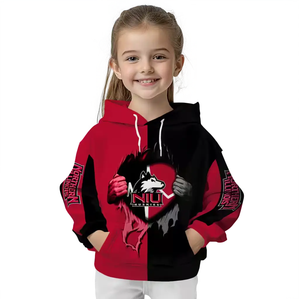 northern illinois huskies heartbeat graphic red hoodie top rated northern illinois huskies heartbeat graphic red hoodie top rated