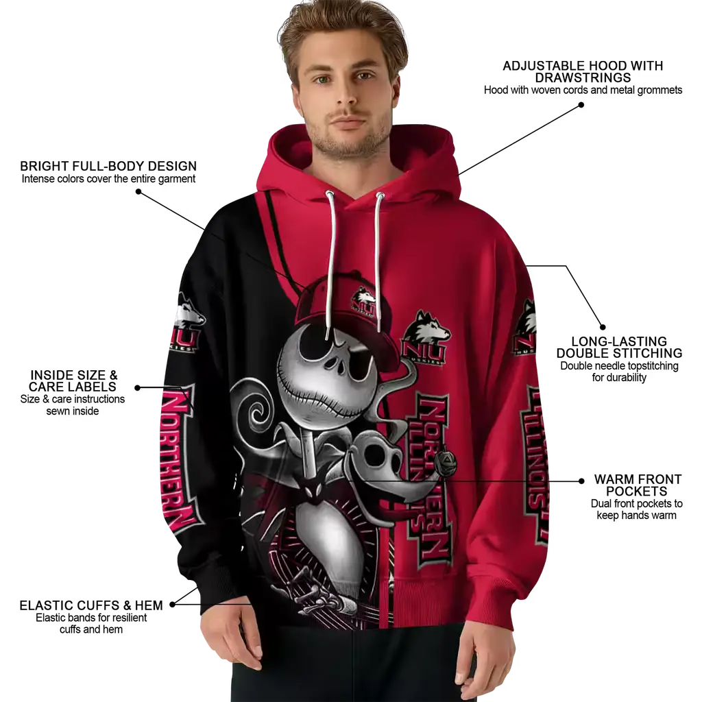 northern illinois huskies jack skellington red hoodie latest model northern illinois huskies jack skellington red hoodie latest model
