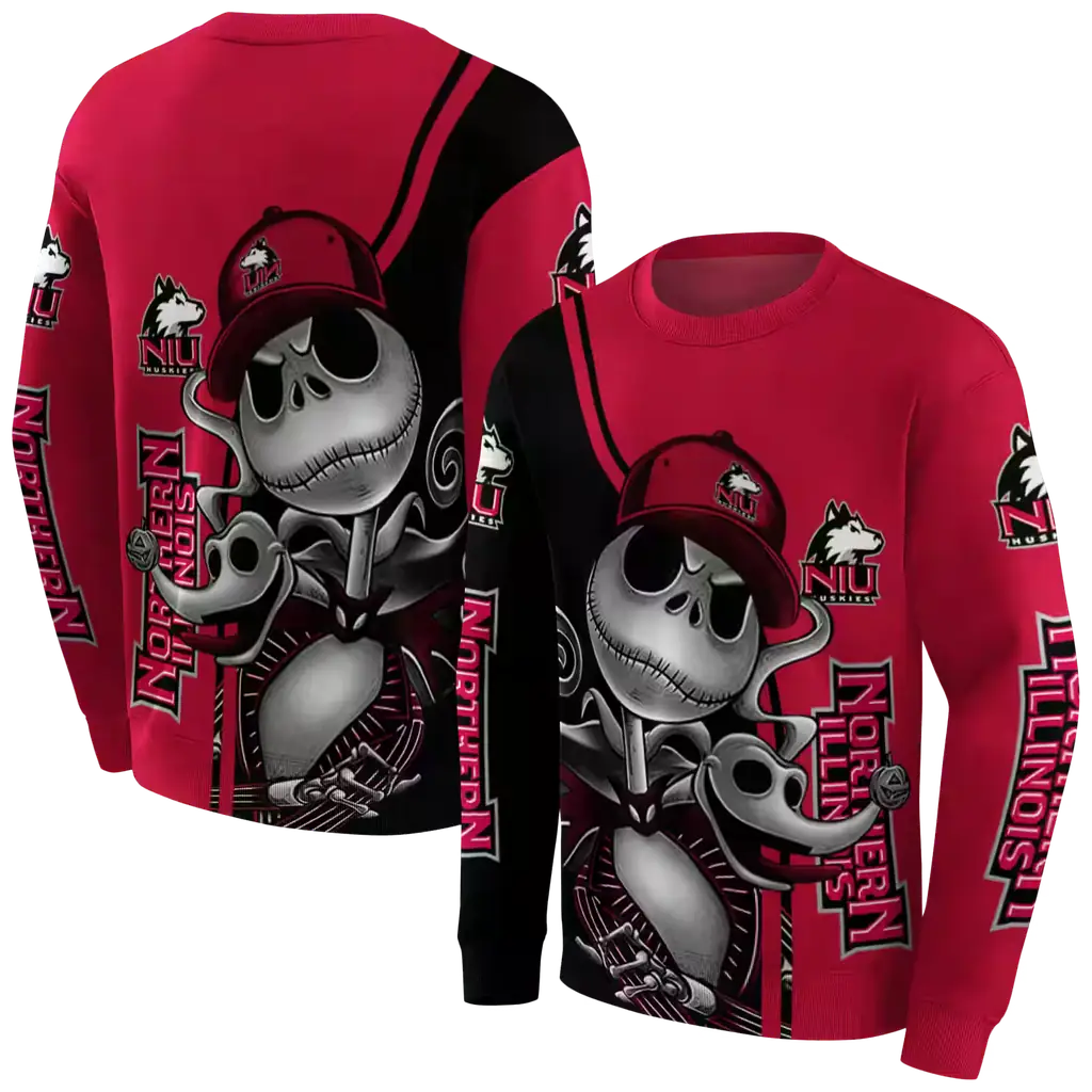 northern illinois huskies jack skellington red hoodie premium grade northern illinois huskies jack skellington red hoodie premium grade