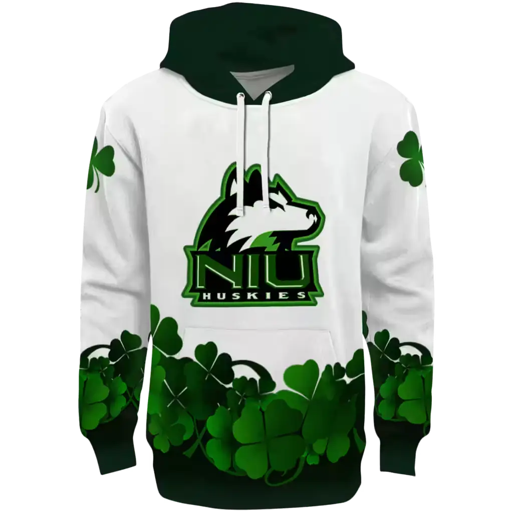northern illinois huskies lucky motif white green hoodie best selling northern illinois huskies lucky motif white green hoodie best selling