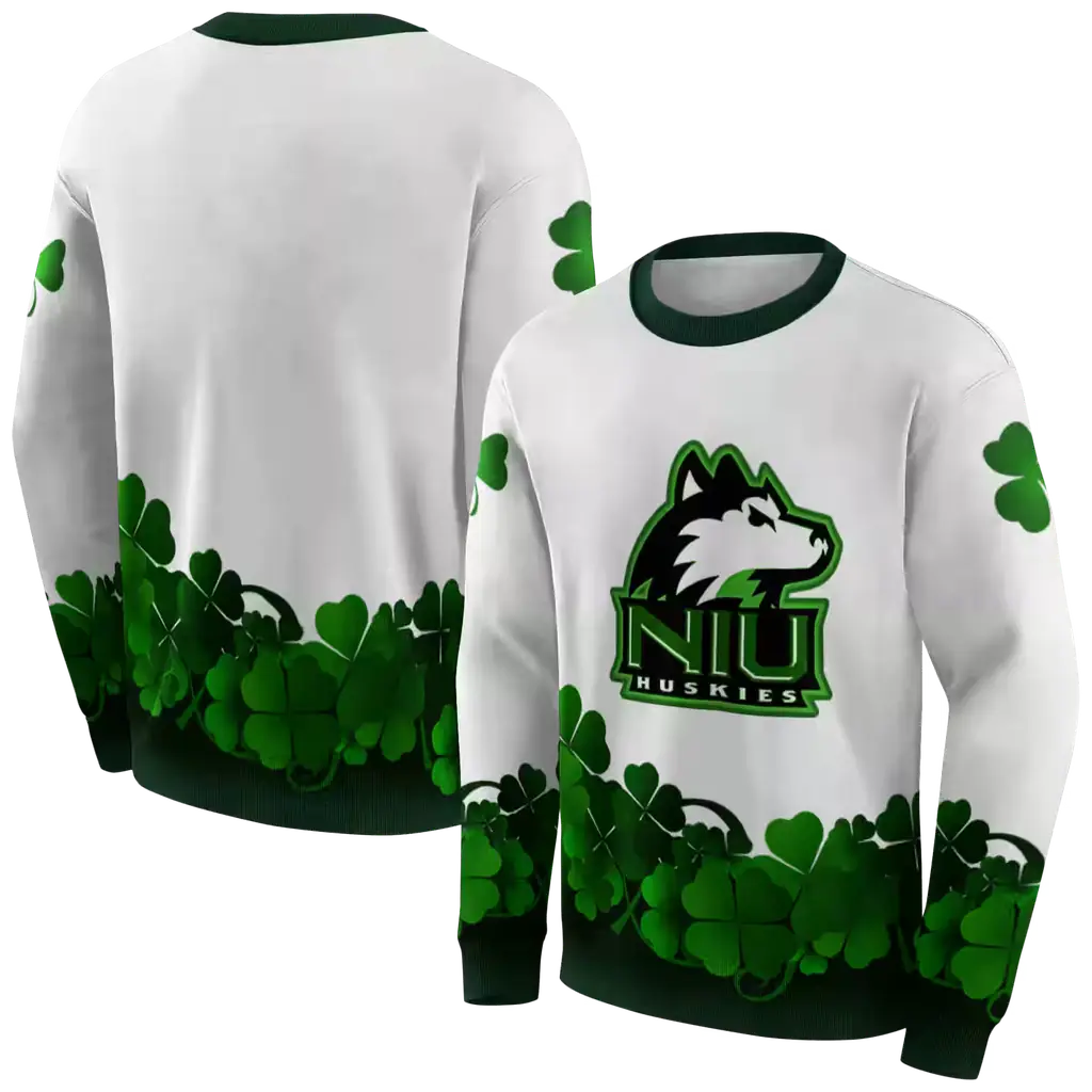northern illinois huskies lucky motif white green hoodie premium grade northern illinois huskies lucky motif white green hoodie premium grade