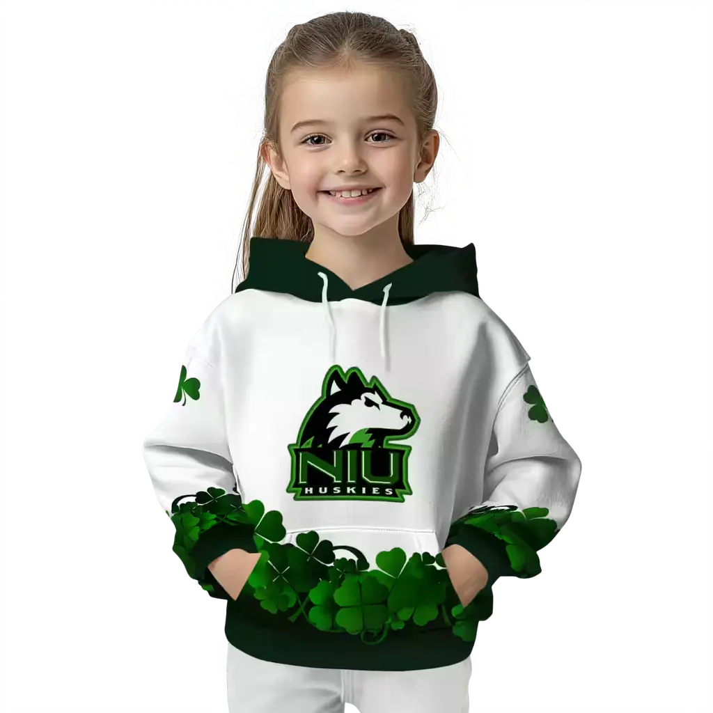 northern illinois huskies lucky motif white green hoodie top rated northern illinois huskies lucky motif white green hoodie top rated