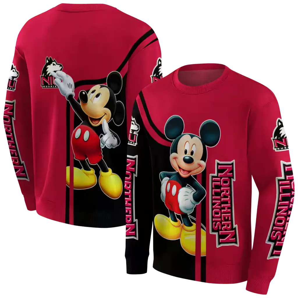 northern illinois huskies mickey mouse red black hoodie premium grade northern illinois huskies mickey mouse red black hoodie premium grade