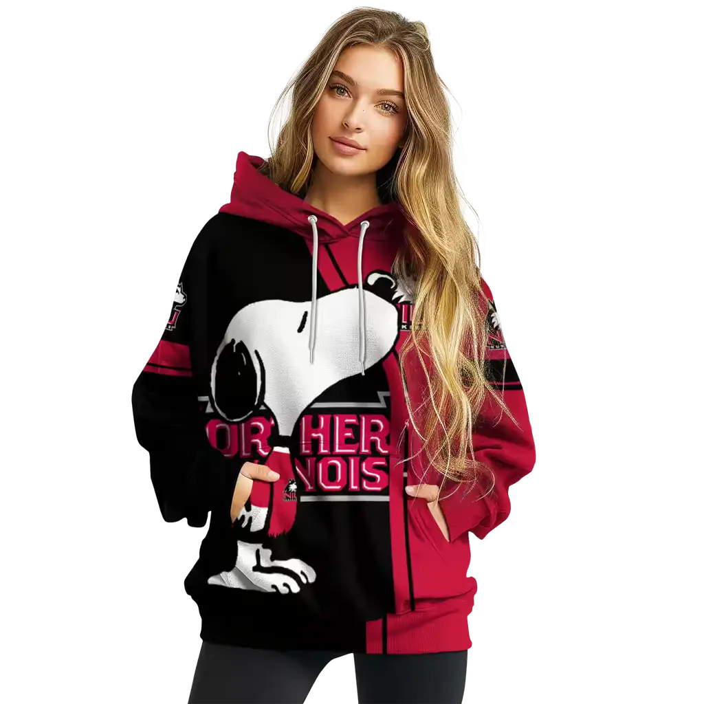 northern illinois huskies playful snoopy red hoodie high quality northern illinois huskies playful snoopy red hoodie high quality