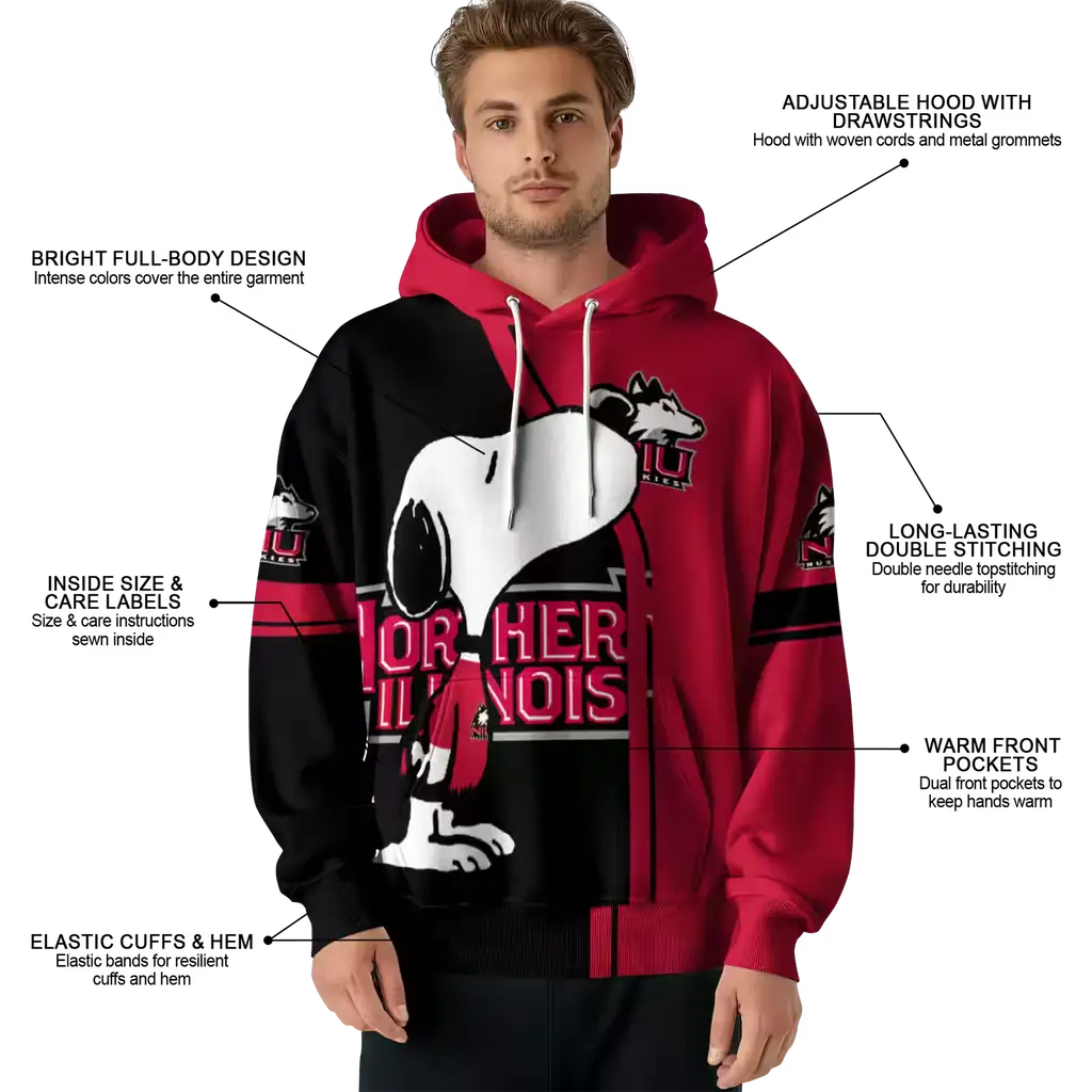 northern illinois huskies playful snoopy red hoodie latest model northern illinois huskies playful snoopy red hoodie latest model