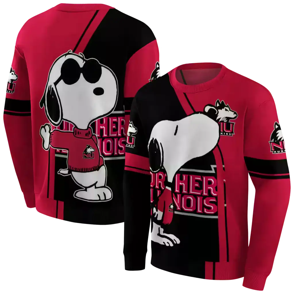northern illinois huskies playful snoopy red hoodie premium grade northern illinois huskies playful snoopy red hoodie premium grade