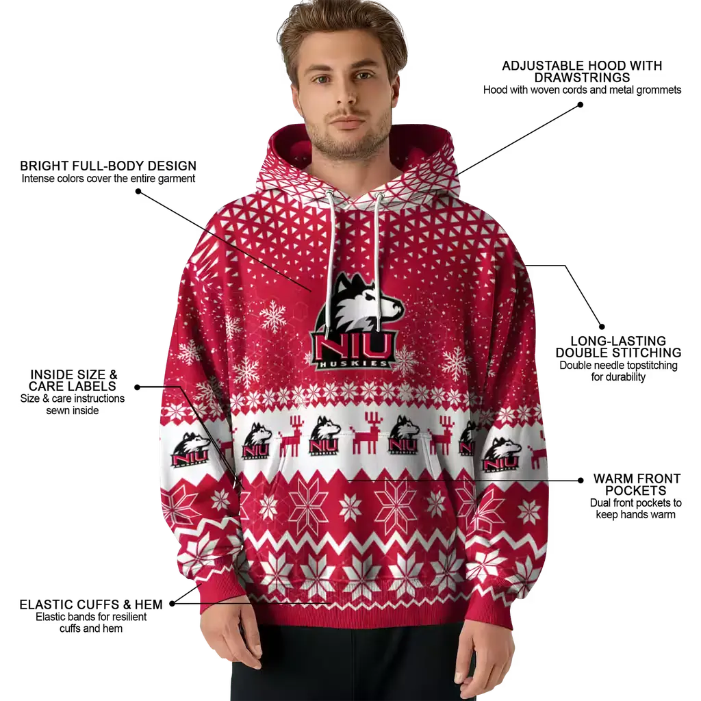 northern illinois huskies reindeer motif red hoodie latest model northern illinois huskies reindeer motif red hoodie latest model