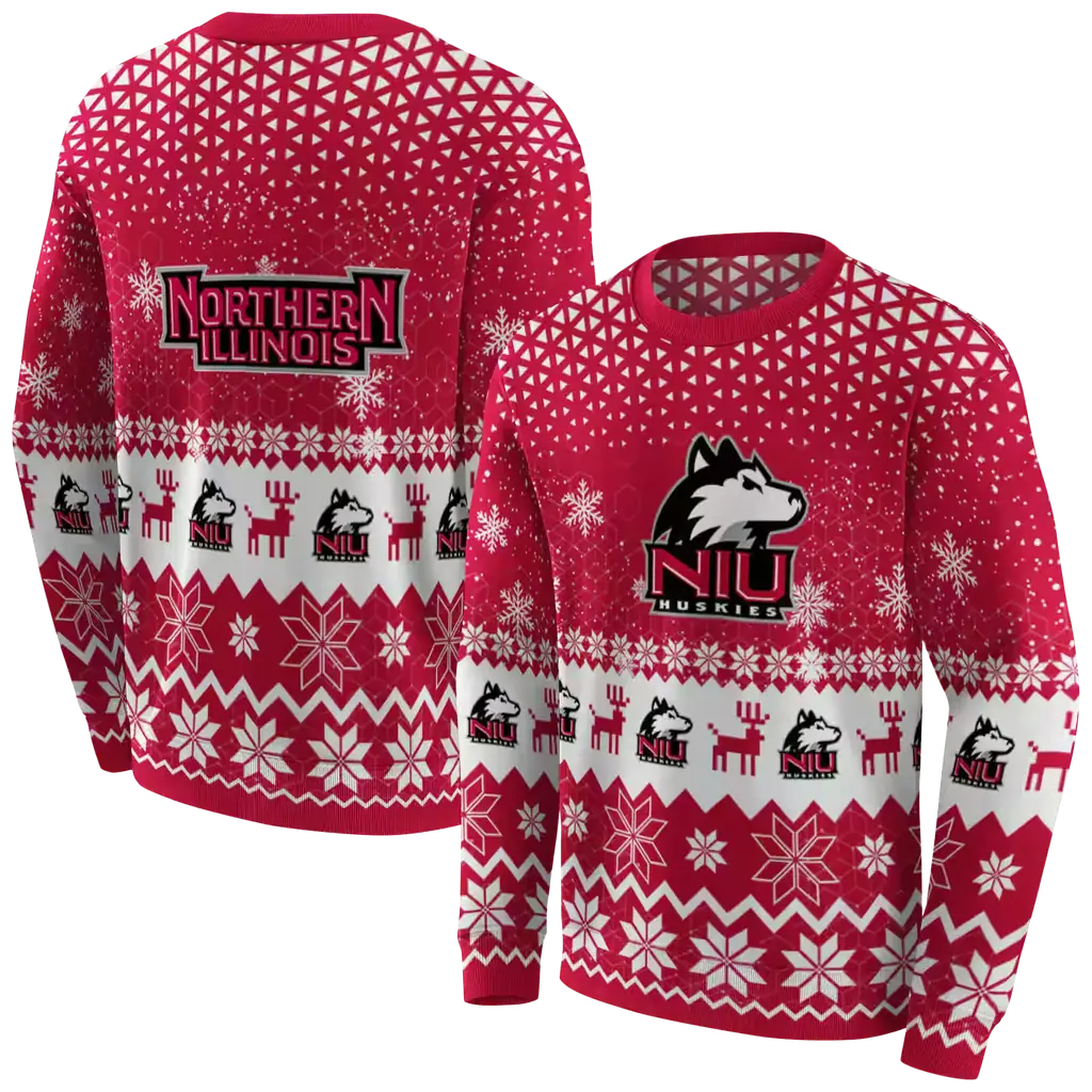 northern illinois huskies reindeer motif red hoodie premium grade northern illinois huskies reindeer motif red hoodie premium grade