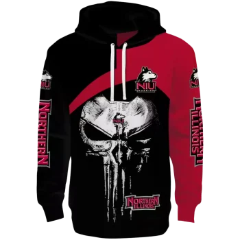 northern illinois huskies skull punisher silver black hoodie best selling