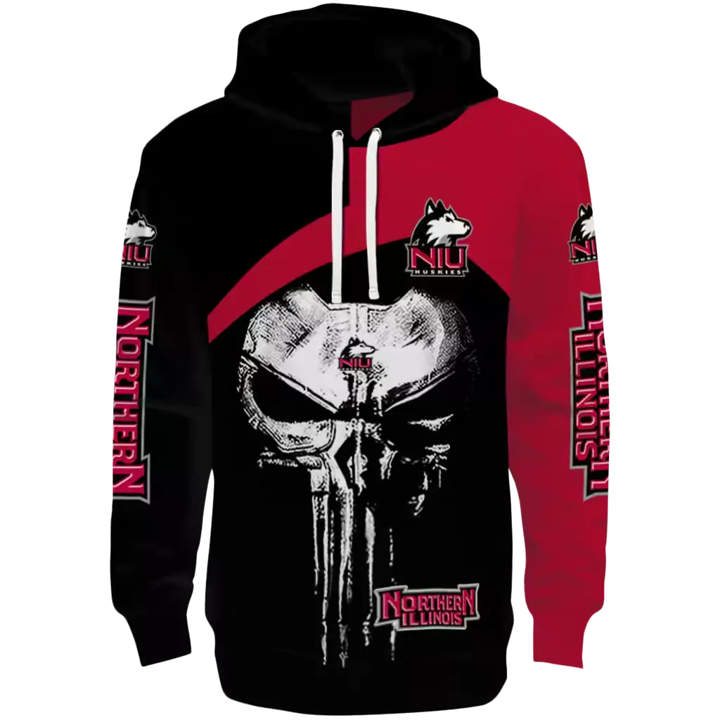 northern illinois huskies skull punisher silver black hoodie best selling northern illinois huskies skull punisher silver black hoodie best selling