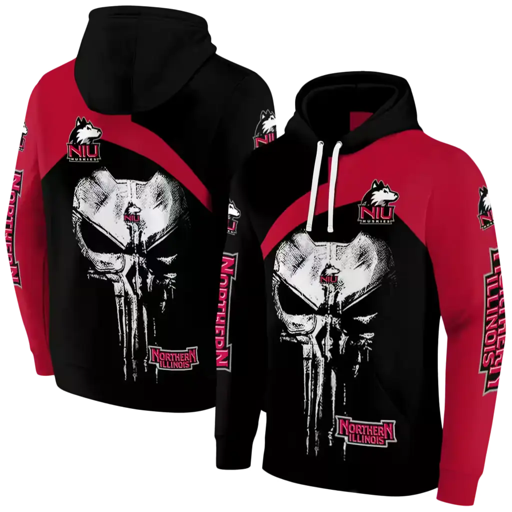 northern illinois huskies skull punisher silver black hoodie fashion forward northern illinois huskies skull punisher silver black hoodie fashion forward