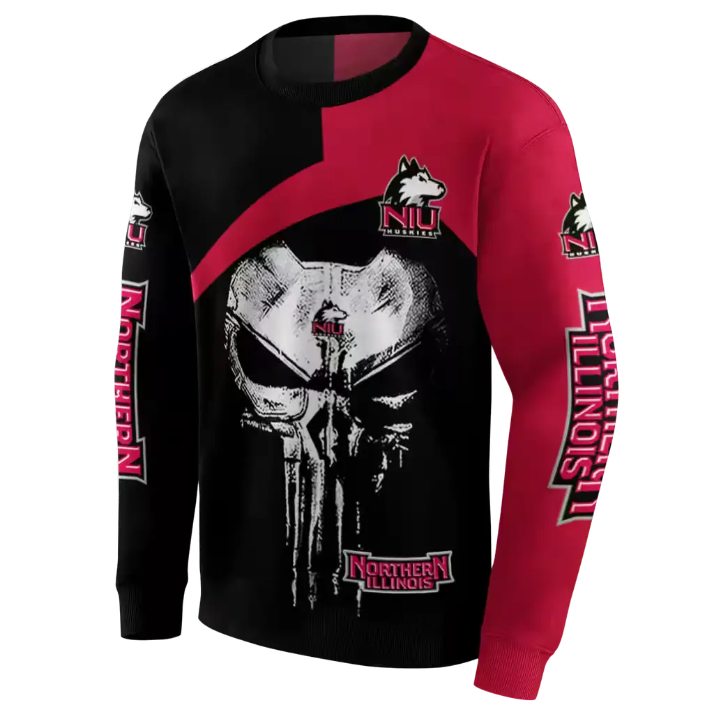 northern illinois huskies skull punisher silver black hoodie new arrival northern illinois huskies skull punisher silver black hoodie new arrival