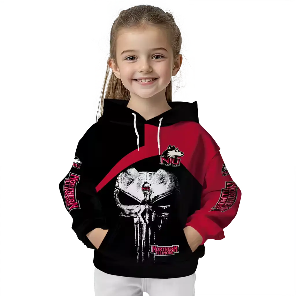 northern illinois huskies skull punisher silver black hoodie top rated northern illinois huskies skull punisher silver black hoodie top rated