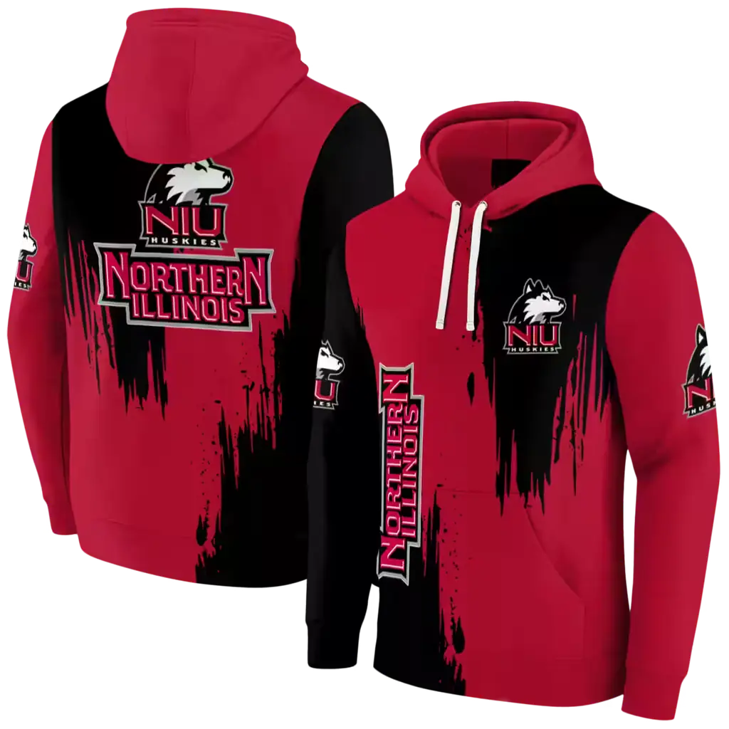 northern illinois huskies splatter effect red hoodie fashion forward northern illinois huskies splatter effect red hoodie fashion forward