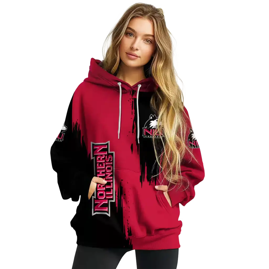 northern illinois huskies splatter effect red hoodie high quality northern illinois huskies splatter effect red hoodie high quality