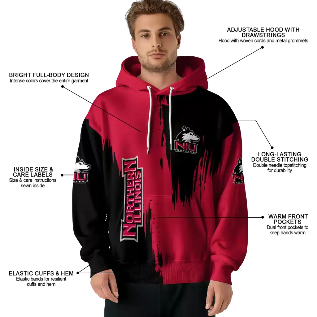 northern illinois huskies splatter effect red hoodie latest model northern illinois huskies splatter effect red hoodie latest model