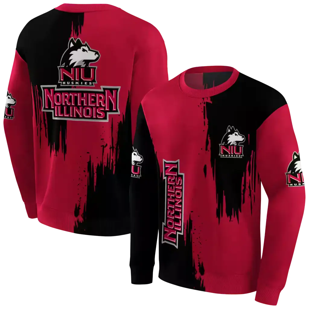 northern illinois huskies splatter effect red hoodie premium grade northern illinois huskies splatter effect red hoodie premium grade