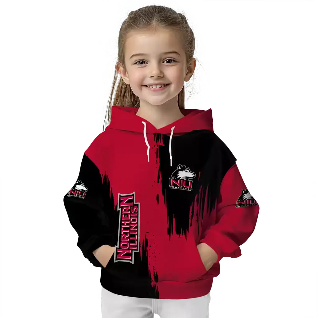northern illinois huskies splatter effect red hoodie top rated northern illinois huskies splatter effect red hoodie top rated