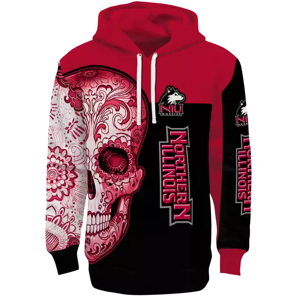 northern illinois huskies sugar skull red black hoodie best selling northern illinois huskies sugar skull red black hoodie best selling