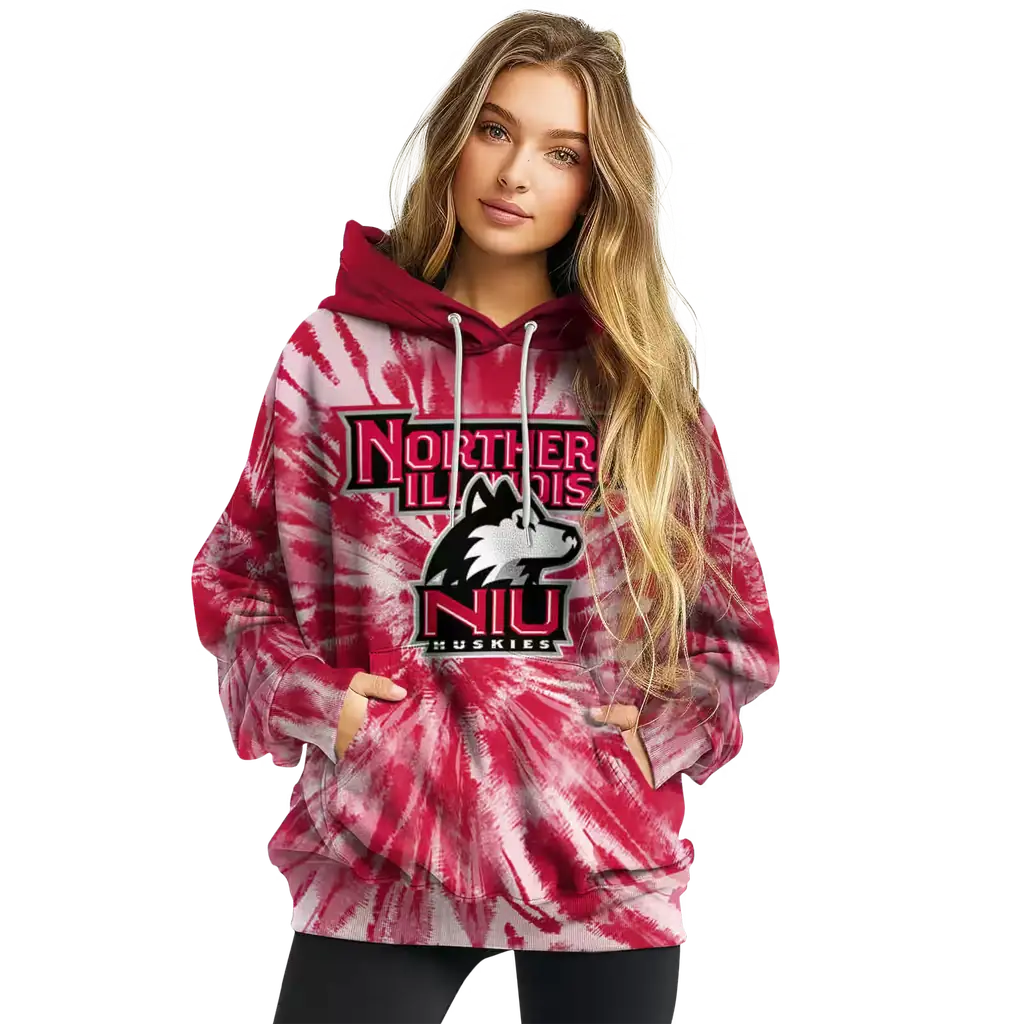 northern illinois huskies tie dye pattern red hoodie high quality northern illinois huskies tie dye pattern red hoodie high quality