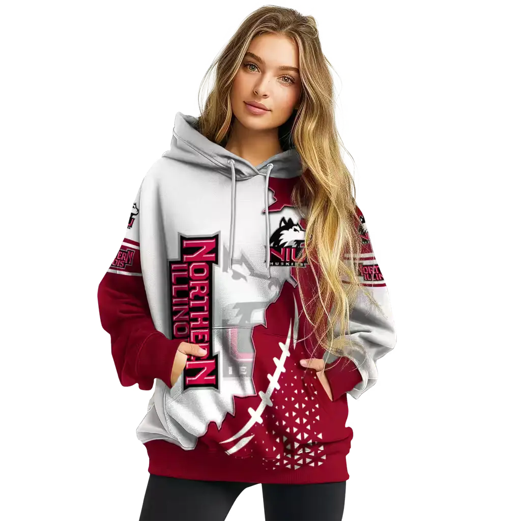 northern illinois huskies triangular pattern red white hoodie high quality northern illinois huskies triangular pattern red white hoodie high quality